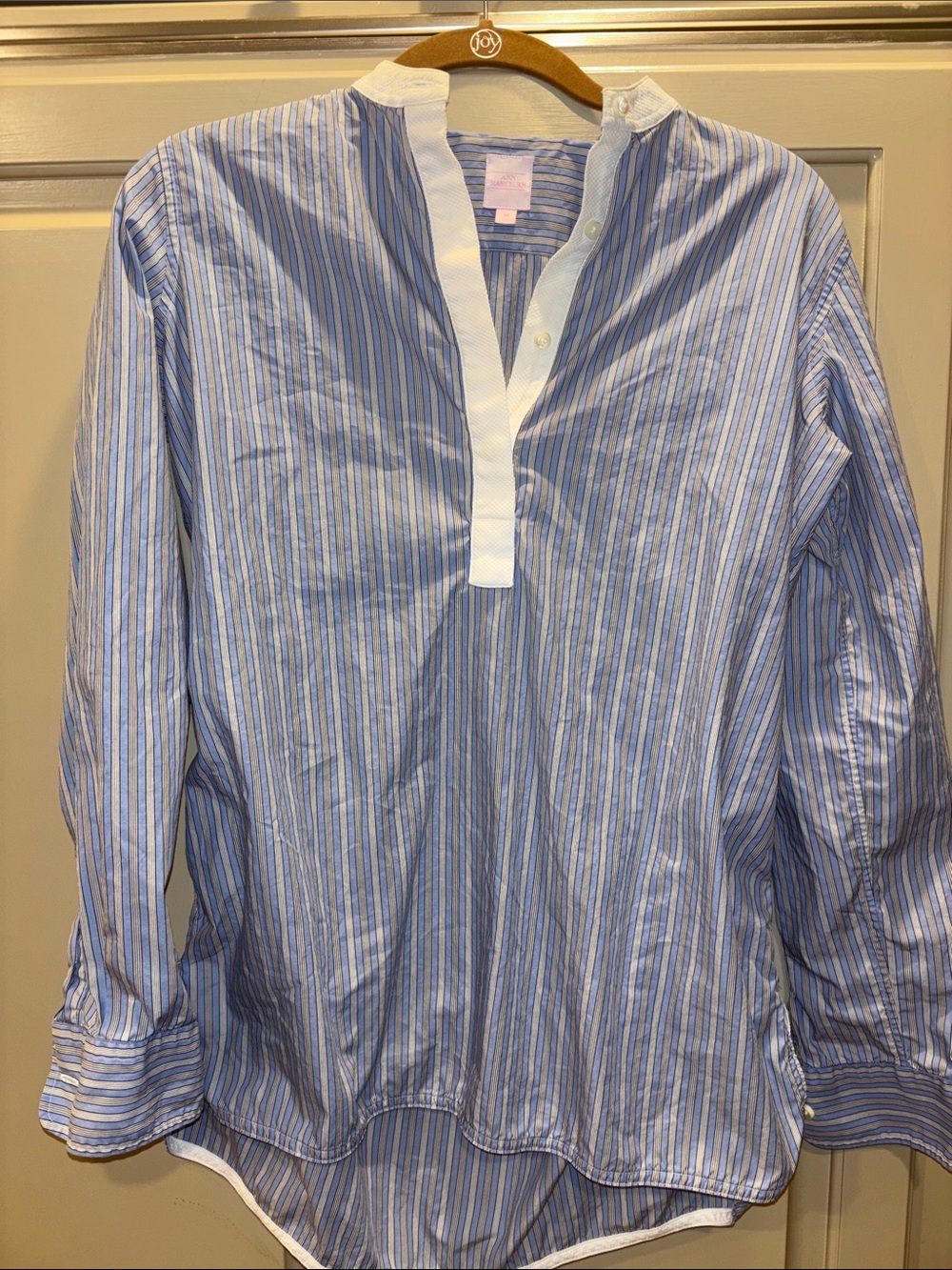 Ann Mashburn Light Blue Striped Womens Shirt - Classic Comfort